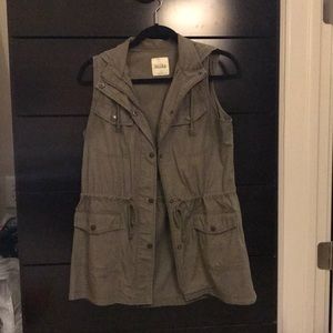 Olive green hooded military vest